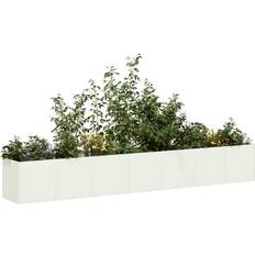 Stål Pallkragar vidaXL Odlingslåda Vit 280 x 40 x 40 cm Kallvalsat Stål