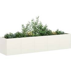 Vita Odlingslådor vidaXL Odlingslåda Vit 200 x 40 x 40 cm Kallvalsat Stål