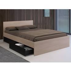 Betten-Sets Vente-unique Bett mit 2 Schubladen 160 x 200 cm Holzfarben Schwarz Betten-Sets