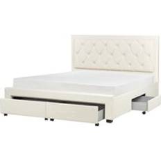 Beliani Velvet King Size Bed Cream 6ft