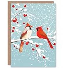 Anniversary Cards & Invitations ARTERY8 Cardinal Birds Snow Berry Tree Christmas Card