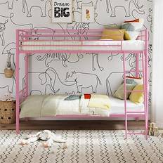 Pink Beds & Mattresses Mainstays Convertible Twin Over Twin Metal Pink Bunk Bed