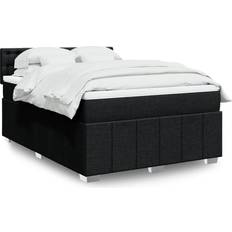 140 cm - Enkeltsenge Kontinentalsenge vidaXL Med Madras 140x190 cm Stof Sort Kontinentalseng
