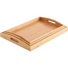 Brown Serving Trays MantraRaj Bamboo Trays Set of 3 Serving Tray