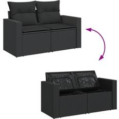 Rattan Udesofaer & Bænke vidaXL 2-Personers Havesofa Med Hynder Polyrattan Sort Sofa