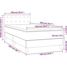 vidaXL Ramsäng Med Madrass Mörkblå 100x200 cm Kontinentalsäng