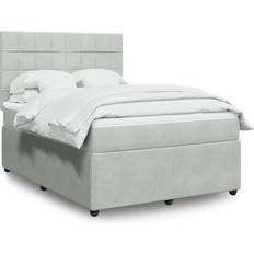 vidaXL Ramsäng Med Madrass Ljusgrå 160x200 cm Kontinentalsäng