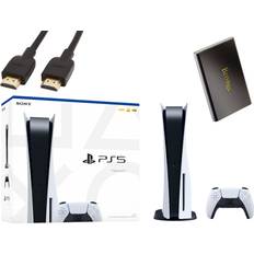 Game Consoles Sony PS5 PlayStation 5 Console Disc Version Wireless Controller, White 16GB GDDR6 RAM, 825GB SSD, 120Hz 8K Output, HDR 4K TV Gaming