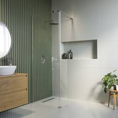 Wet Room Shower Screen 1400mm Frameless 300mm Hinged