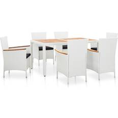 Konstrotting Matgrupper Utemöbler vidaXL 7-tlg Garten-Essgruppe Poly Rattan Essgruppe, 1 Tisch einschl. 6 Stühle