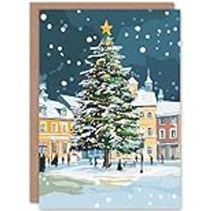 Rectangular Cards & Invitations ARTERY8 Decorated Tree Town Square Winter Snow Card