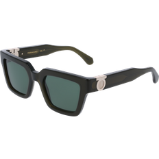 Solbriller Ferragamo Donna SF2066S 302 Solbriller Acetato Squadrata - Transparent Dark Green