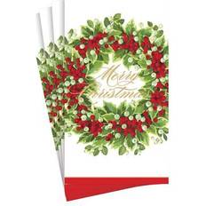 Festprodukter Caspari Holly And Berry Wreath Towel Napkins Pack Beige