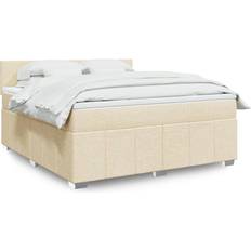 vidaXL Boxspring Met Matras Stof Crème 180 x 200 cm Boxspringbett