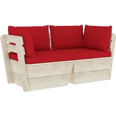 Rosso Divani da Esterno vidaXL Garten-Palettensofa 2-Sitzer mit Kissen Fichtenholz Sofa