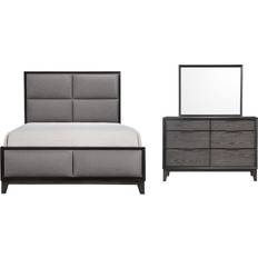 Misael 3 Piece Modern Upholstered Bedroom Set Queen Gray Wood