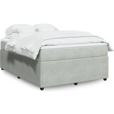 140 cm Senge vidaXL Med Madras 140x190 Fløjl Lysegrå Kontinentalseng