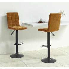 2 st Barstolar vidaXL Barstolar 2 St Brun Sammet Barstol 2st
