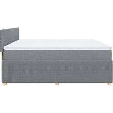 vidaXL Ramsäng Med Madrass Ljusgrå 200x200 cm Kontinentalsäng