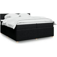200 cm - Enkeltsenge Kontinentalsenge vidaXL Med Madras 200x200 cm Stof Sort Kontinentalseng