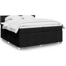 200 cm - Enkeltsenge Kontinentalsenge vidaXL Med Madras 200x200 cm Stof Sort Kontinentalseng