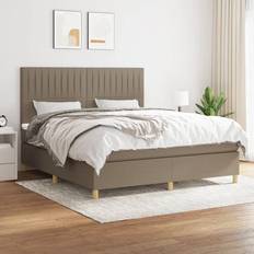 vidaXL Ramsäng Med Madrass 180x200 cm Taupe Kontinentalsäng
