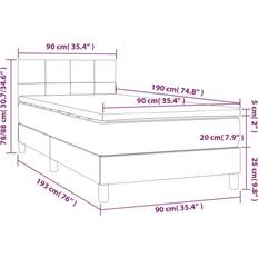 190cm - 90cm Lits vidaXL à Sommier Tapissier avec Matelas 90x190 cm Lit Continental