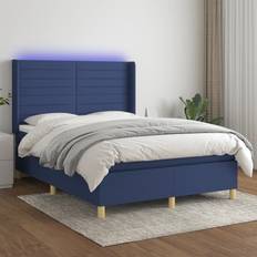 Senge & Madrasser vidaXL med LED-lys 140x190 cm Stof Blå Kontinentalseng