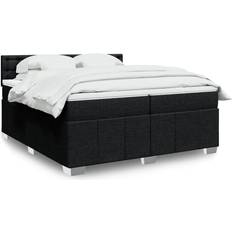200 cm - Enkeltsenge Kontinentalsenge vidaXL Med Madras 200x200 cm Stof Sort Kontinentalseng