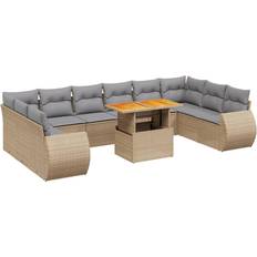 Utemöbler vidaXL Loungegrupp För Trädgården Med Dynor 11 Delar Beige Loungeset