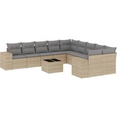 Utemöbler vidaXL Loungegrupp För Trädgården Med Dynor 11 Delar Beige Loungeset