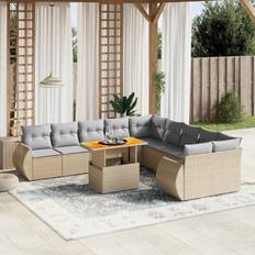 Utemöbler vidaXL Loungegrupp För Trädgården Med Dynor 11 Delar Beige Loungeset