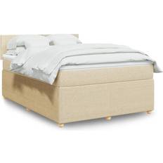 Senge & Madrasser vidaXL Med Madras 140x200 cm Stof Cremefarvet Kontinentalseng