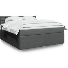vidaXL Ramsäng Med Madrass Mörkgrå 180x200 cm Kontinentalsäng
