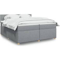 vidaXL Ramsäng Med Madrass Ljusgrå 200x200 cm Kontinentalsäng