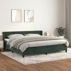 200 cm - Grøn Kontinentalsenge vidaXL Med Madras 200x200 cm Fløjl Mørkegrøn Kontinentalseng