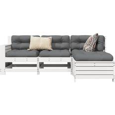 Wood Outdoor Lounge Sets vidaXL Garden Sofa of 4 Piece White Solid Wood Pine Outdoor Lounge Set