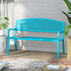 Blue Garden Benches Winston Porter Metal Outdoor 33.9 H x 49.2 W x 24.4 D Garden Bench