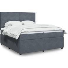 vidaXL Ramsäng Med Madrass 200x200 cm Mörkgrå Kontinentalsäng