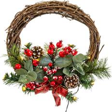 PVC Weihnachtsschmuck BigBuy Home Advent Wreathe Multicolor PVC Rattan 30 x 30 x 10 cm Weihnachtsschmuck