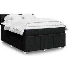 140 cm - Enkeltsenge Kontinentalsenge vidaXL Med Madras 140x190 cm Stof Sort Kontinentalseng