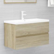 Bathroom Furniture vidaXL Sink Cabinet with Built-in Basin Sonoma Oak
