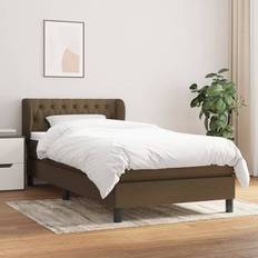 Senge & Madrasser vidaXL Med Madras 90x190 cm Stof Mørkebrun Kontinentalseng