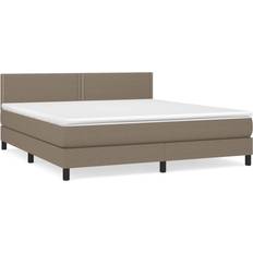 vidaXL Ramsäng Med Madrass 180x200 cm Taupe Kontinentalsäng