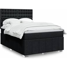 140 cm - Enkeltsenge Kontinentalsenge vidaXL Med Madras 140x190 cm Stof Sort Kontinentalseng