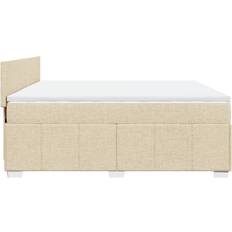 vidaXL Med Madras 200x200 cm Stof Cremefarvet Kontinentalseng