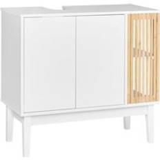 Bathroom Furniture Beliani Bamboo Washbasin Cabinet MDF Pine Wood