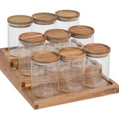 5five Simply Smart Harmony Krydderiglas Med Træhylde 9 x 180 ml Køkkenbeholder