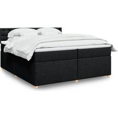 200 cm Senge vidaXL Med Madras 200x200 cm Stof Sort Kontinentalseng