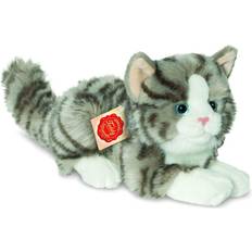 Hermann Teddy Cat Lying Grey 20cm 90691